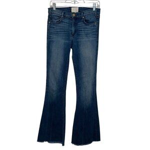 Mcguire Denim High Rise Flare Leg Jeans 27 Raw Hem Blue Wash Womens